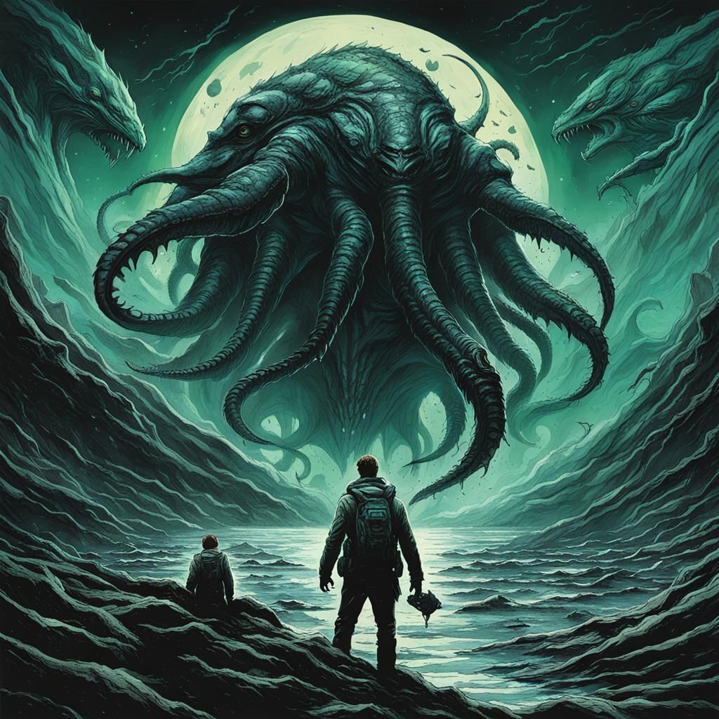 Lovecraftian Leviathan in Dystopian Sci-Fi Battle