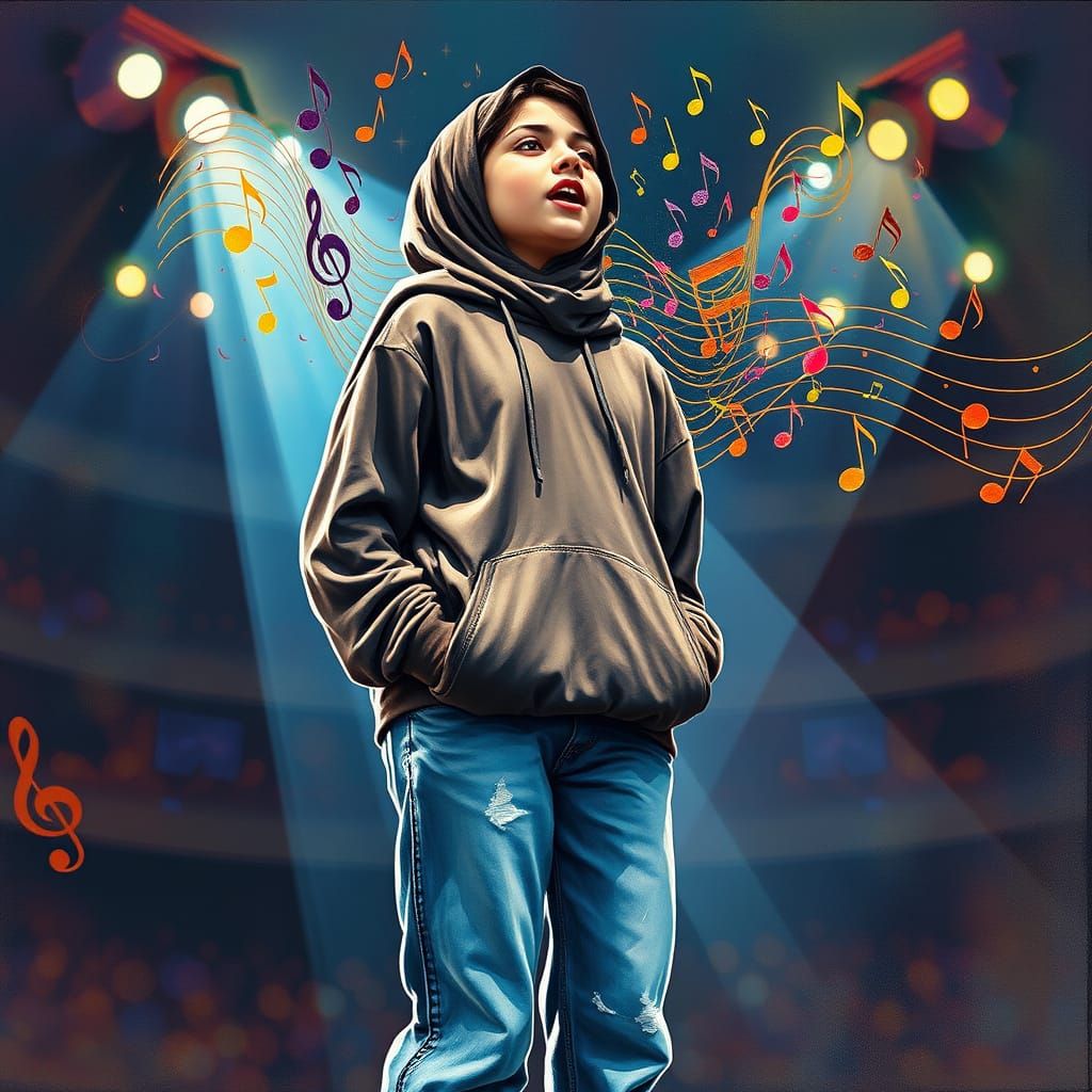 Confident Hijabi Songstress on Grand Stage