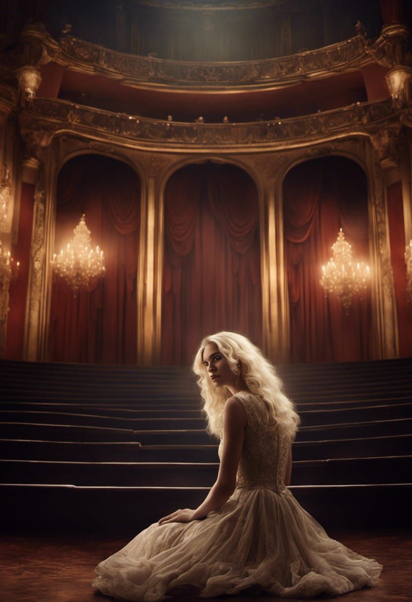 Dramatic Portrait of Actress Before Performance