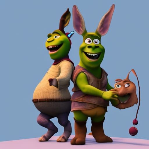 Shrek and Donkey: 3D Digital Art