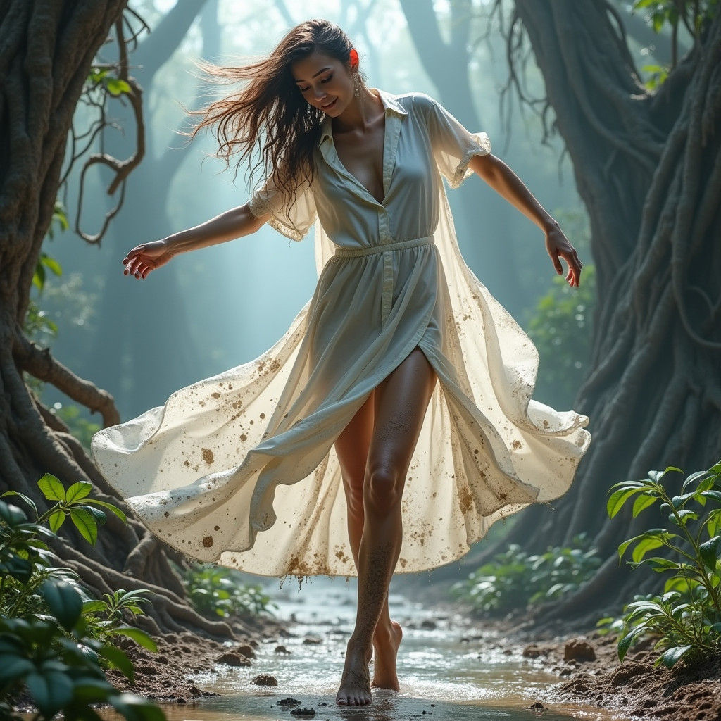 Woman Dancing in Mud, Fantasy Concept Art