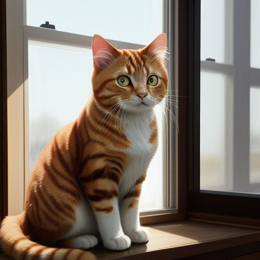 Ginger Cat in Warm Oil Portrait