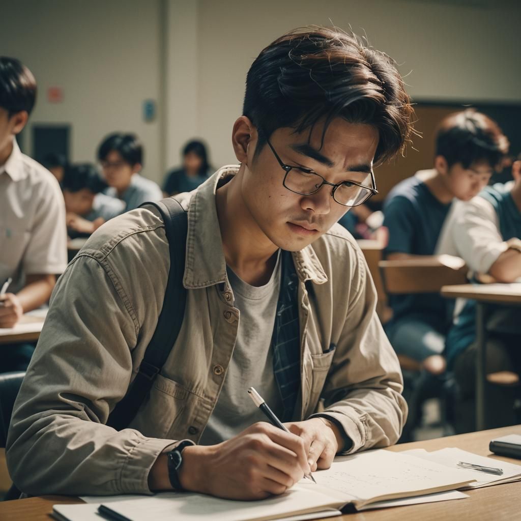 Intense University Exam Moment Captured on Film