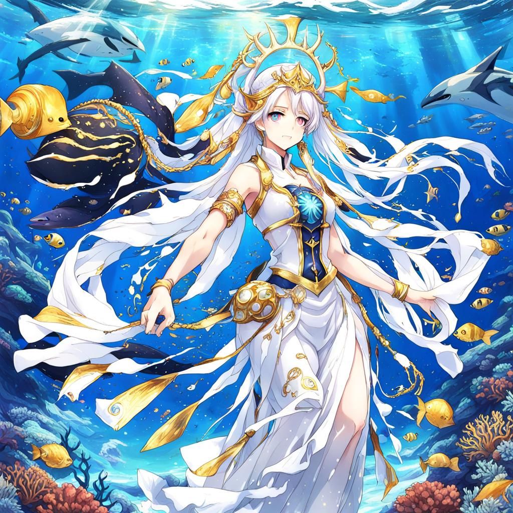 Marine Life Goddess in Anime Style