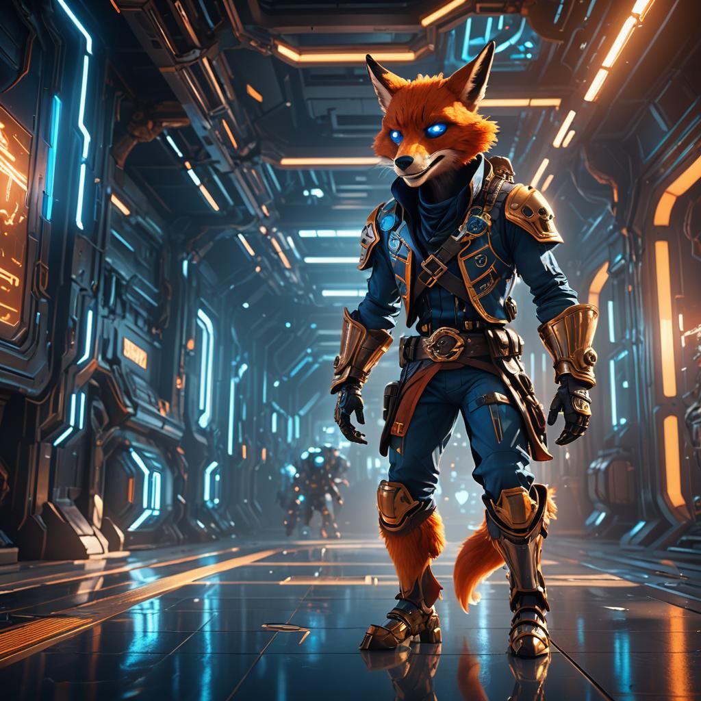 Foxy Runs Down a Sci-Fi Hallway