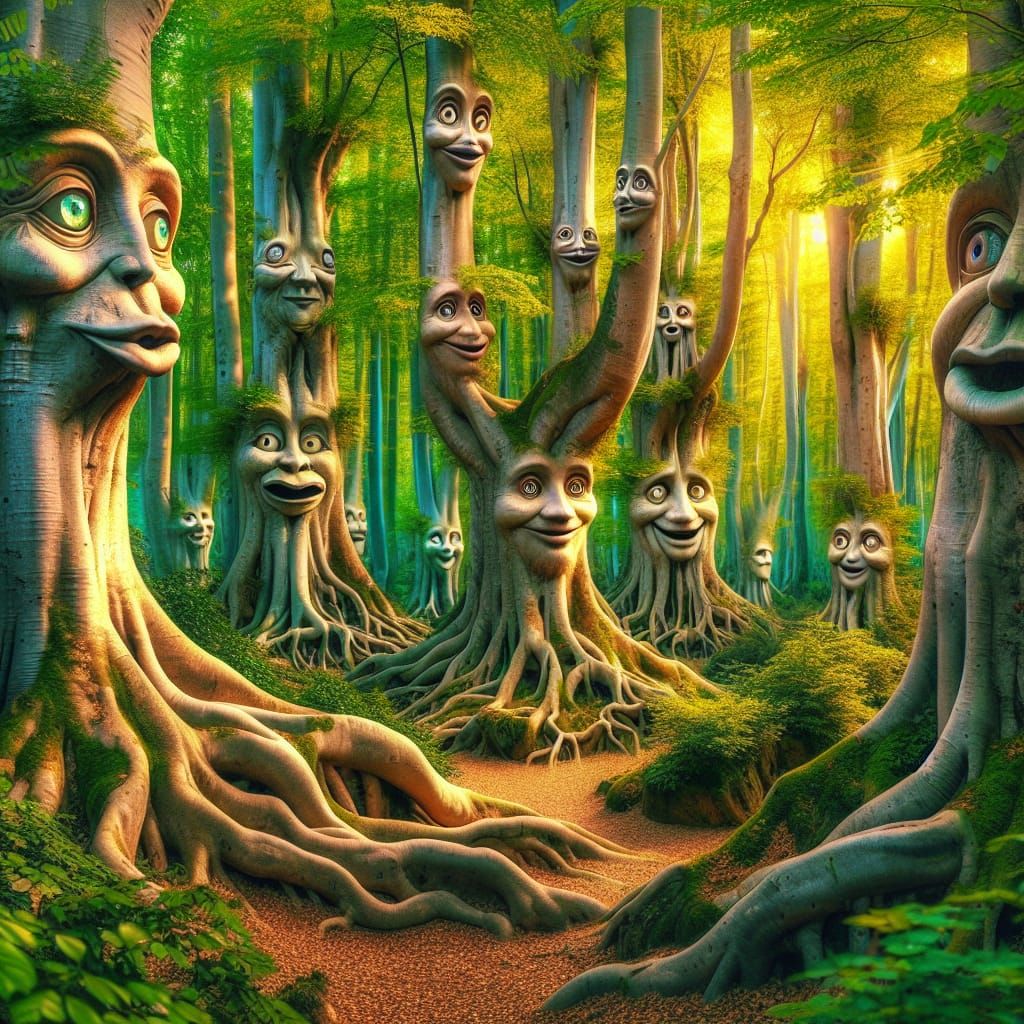 Enchanted Whispering Forest of Living Trees