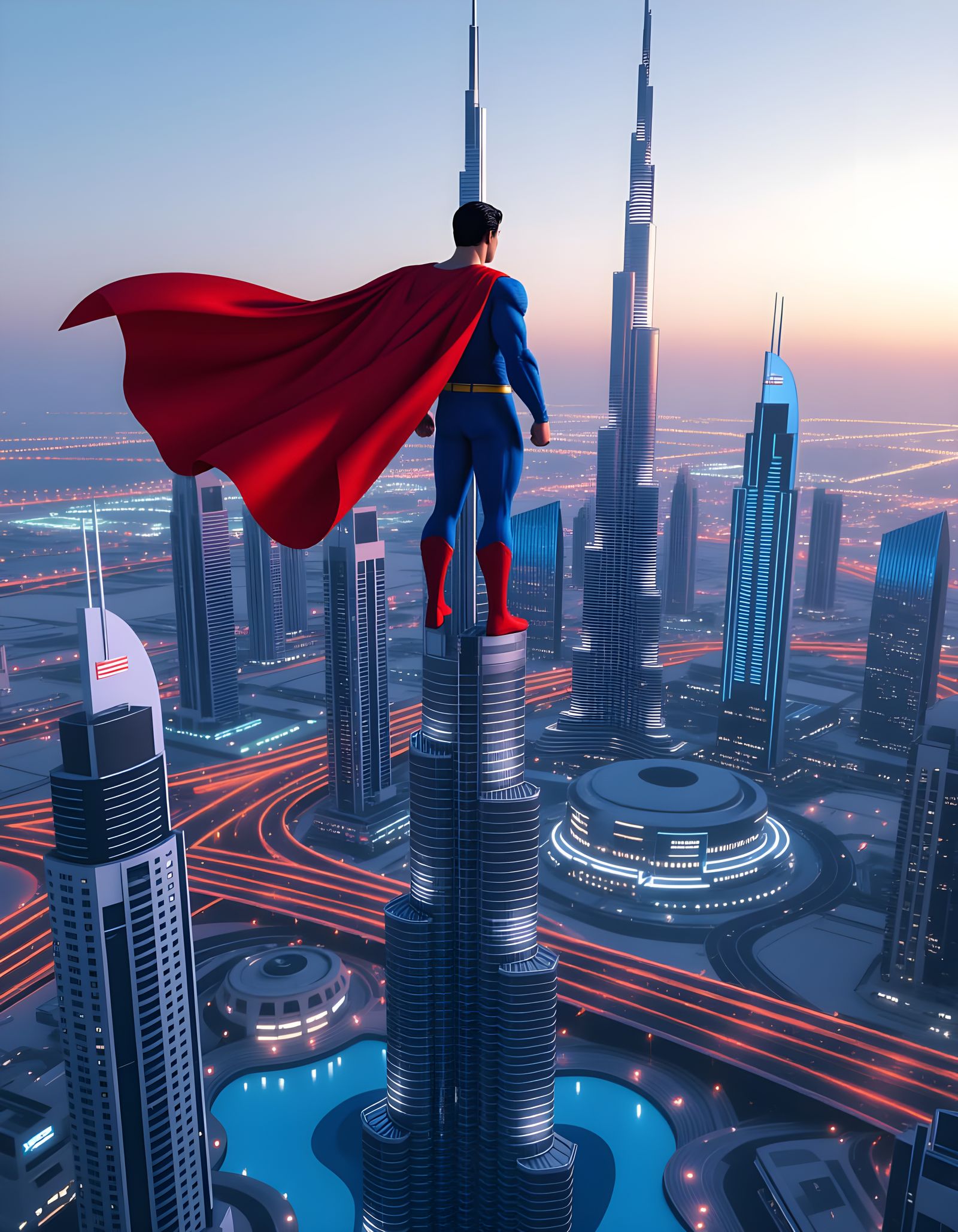 Superman Stands Tall on Burj Khalifa