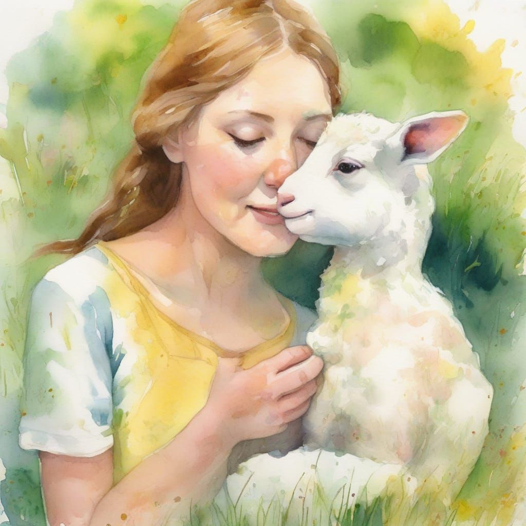 Mary's Whimsical Watercolor Portrait in Ink Splat Style
