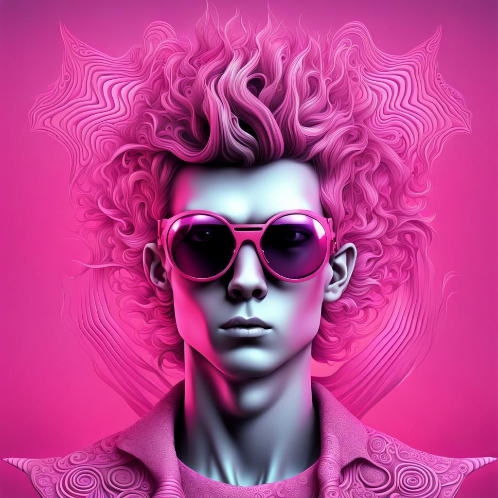 Punk Drummer Boy Logo in Neon Pink 3D