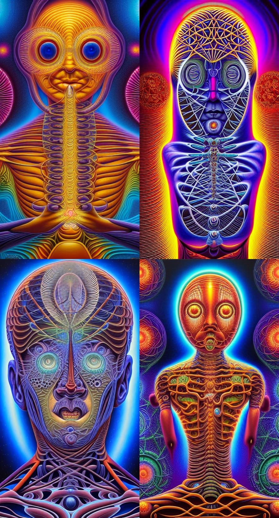 Fractal Geometry Humanoid in Oil Painting Style