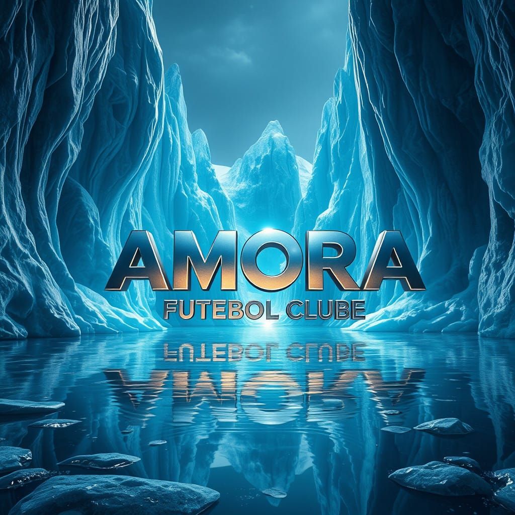 Icy Oasis Fantasy Landscape with Amora Futebol Clube Logo in...