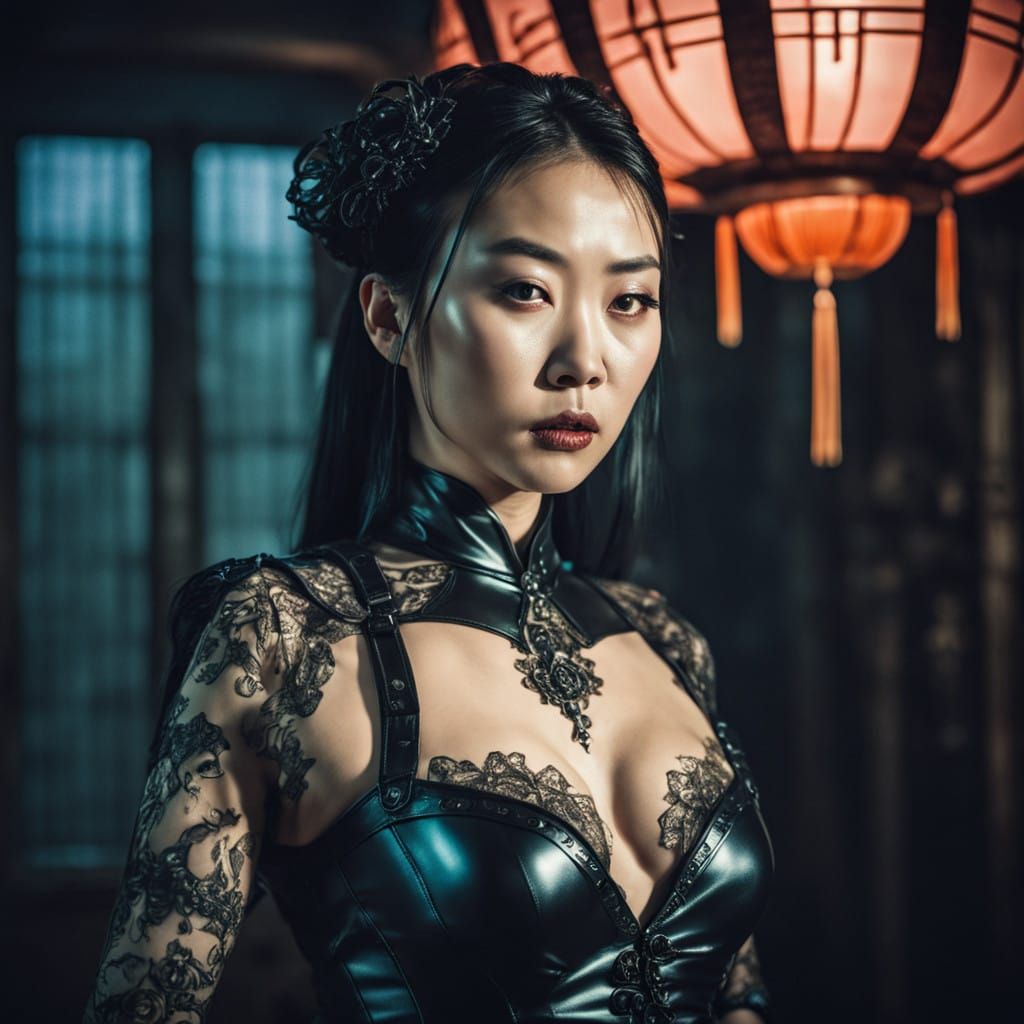 Gothic Female in Cinematic Latex and Leather