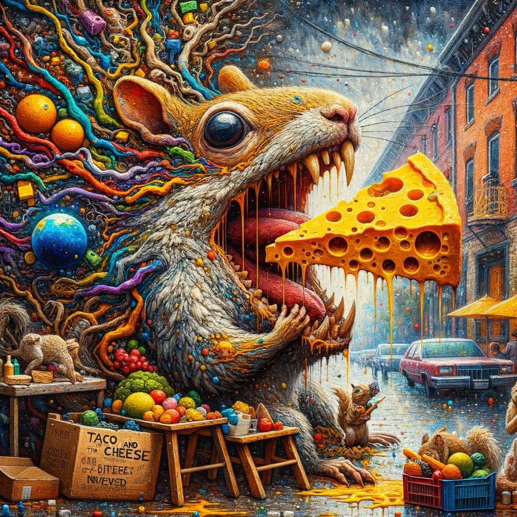 Taco Cheese Blasted Wood Carving Of a Squirrel Eating The Un...