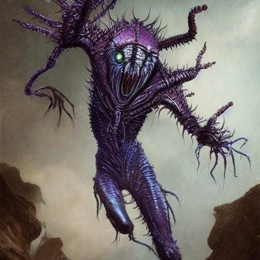 Hyperrealistic Alien-Human Spider Hybrid with Spikes