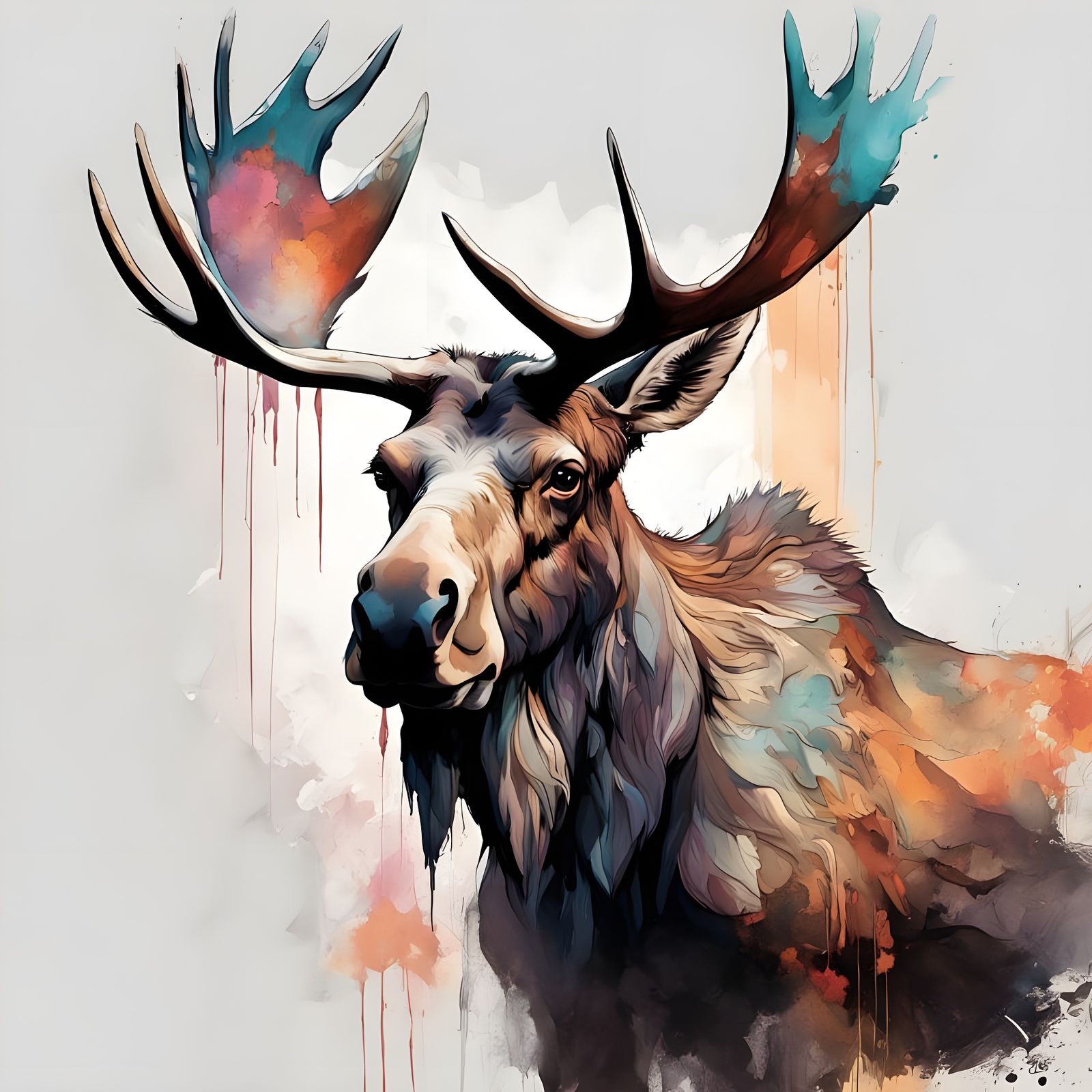 Ethereal Moose in Foggy Woods