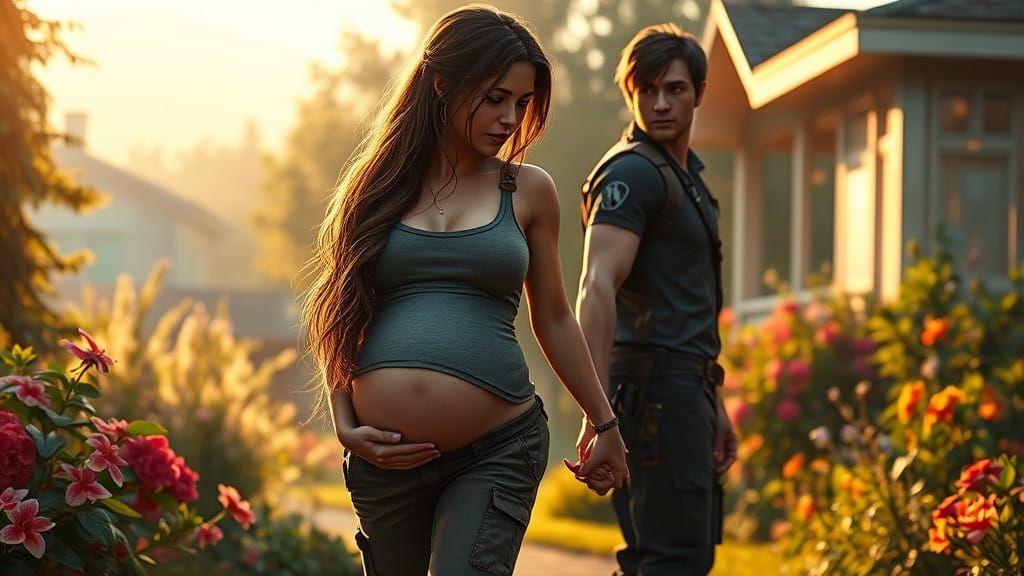Lara Croft and Leon S Kennedy in Serene Suburban Oasis