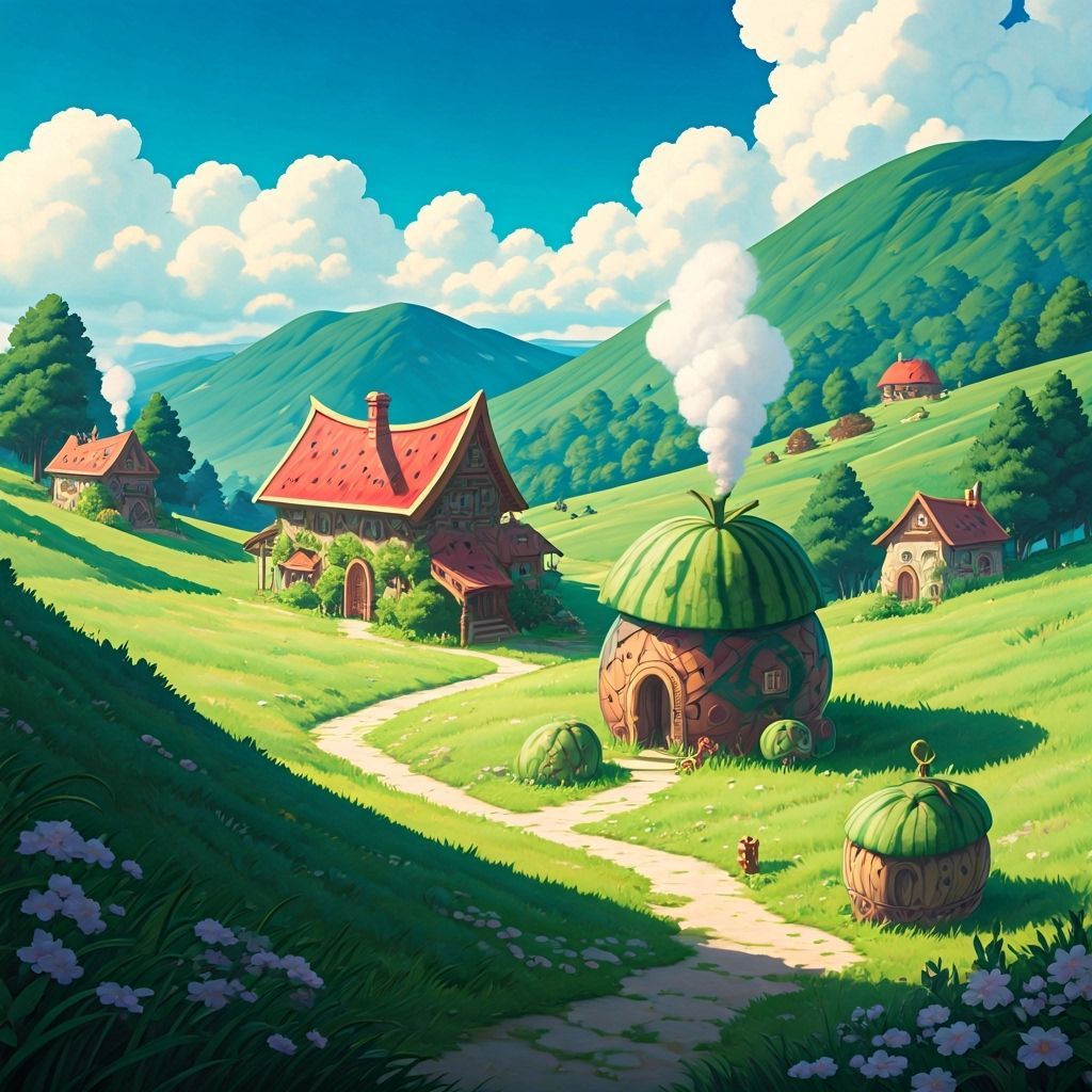 Whimsical Shoe Village in Pastel Cartoon Style