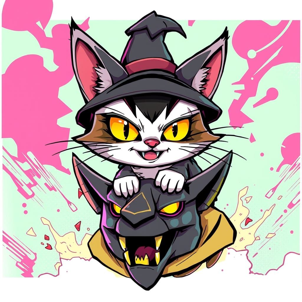 A deadly kitten, sitting on her trophy - an unholy champion'...