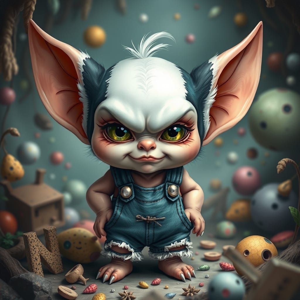 Mischievous Chibi Gremlin in a Whimsical World