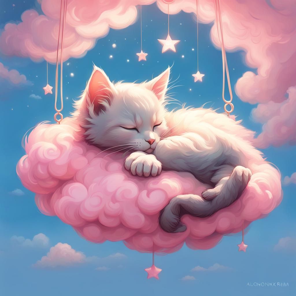 Kitten Dreams on Fluffy Cloud Mobile