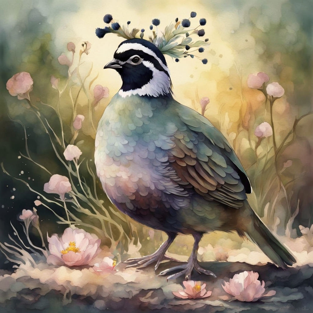 Whimsical watercolor illustration. Close-up portrait. A fluf...