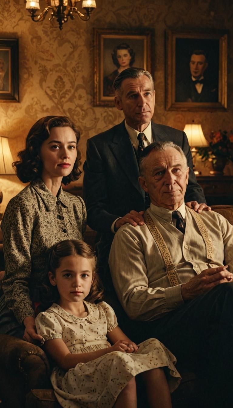 Vintage Family Portrait in Old Hollywood Style