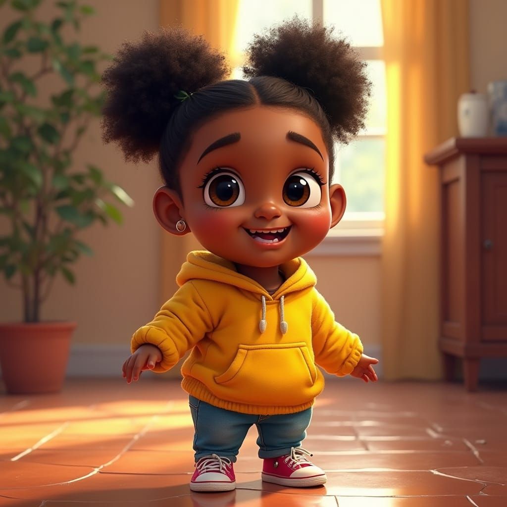 Joyful Black Girl Celebrates Game Day with Vibrant Colors an...