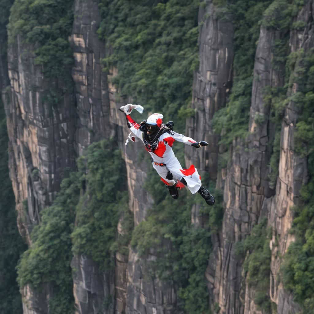 Wingsuit Flyer Over Sumidero Canyon, Mayan Temples