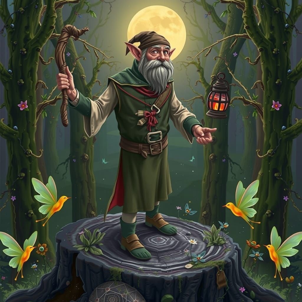 Enchanted Elf Wizard in Moonlit Forest