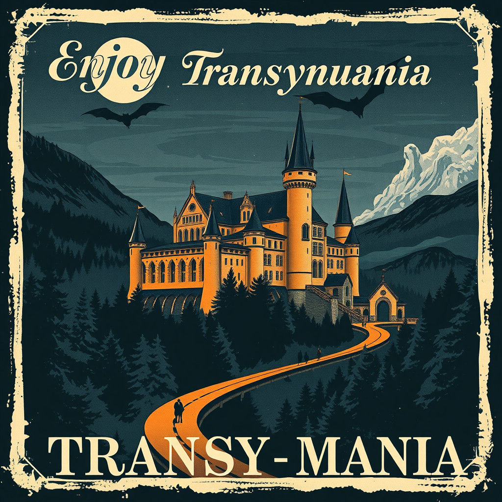 Vintage Constructivist Poster: Enjoy Transylvania