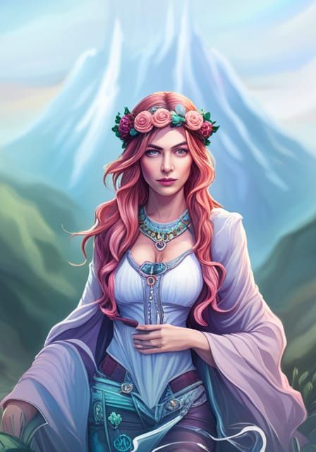 Hippie Goth Girl in Detailed Fantasy Art