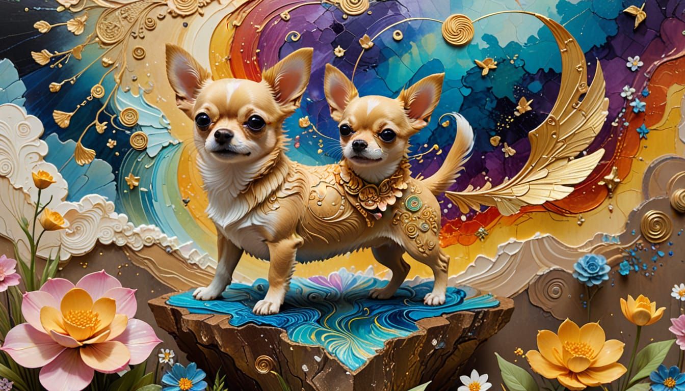 Flying Chihuahua Dog in Dreamlike Surrealism