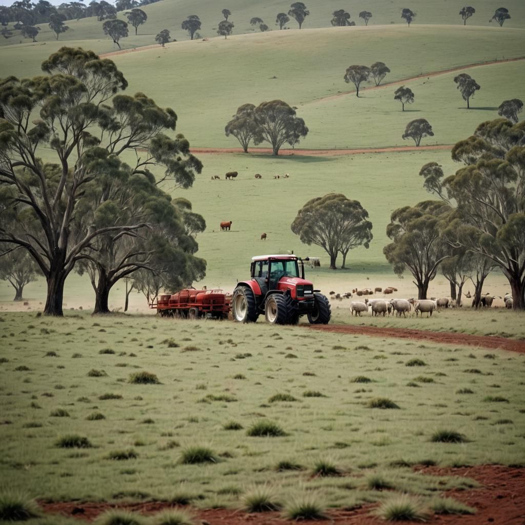 Outback Australia Cattle Field on a Winter Morning