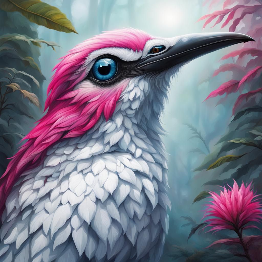 Colorful Bird in Misty Forest: Hyperrealistic Art