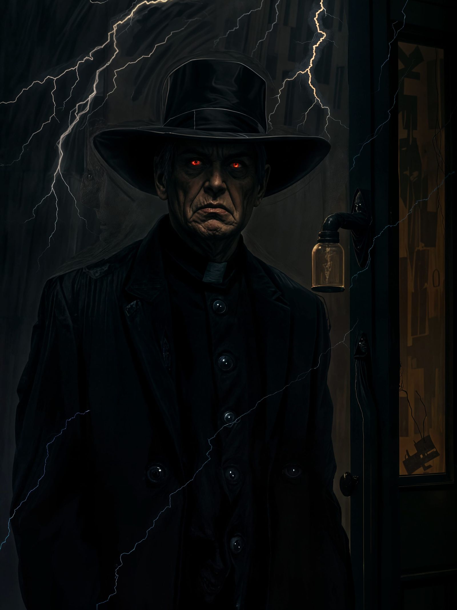 Serpent-Eyed Joe Biden as Sinister Preacher in Dark Gothic H...