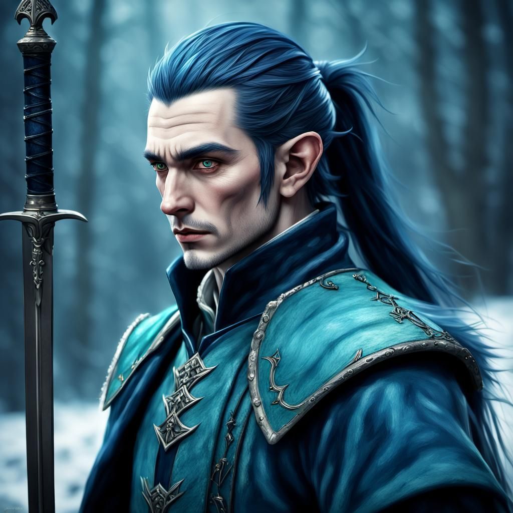 Hyperrealistic Elf Warrior with Rapier