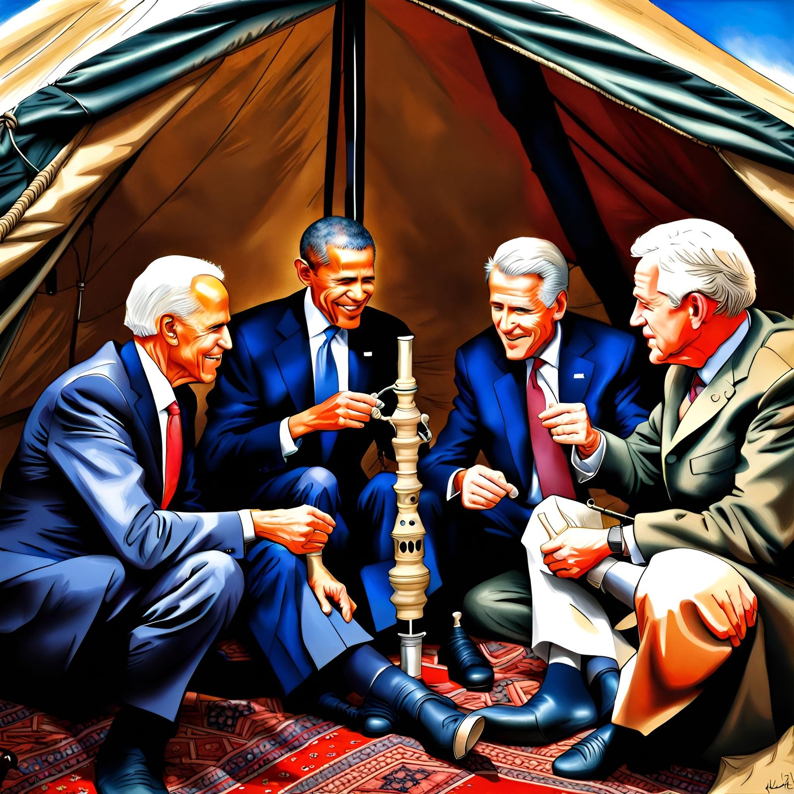 Four US Presidents Share Hookah in Afghanistan