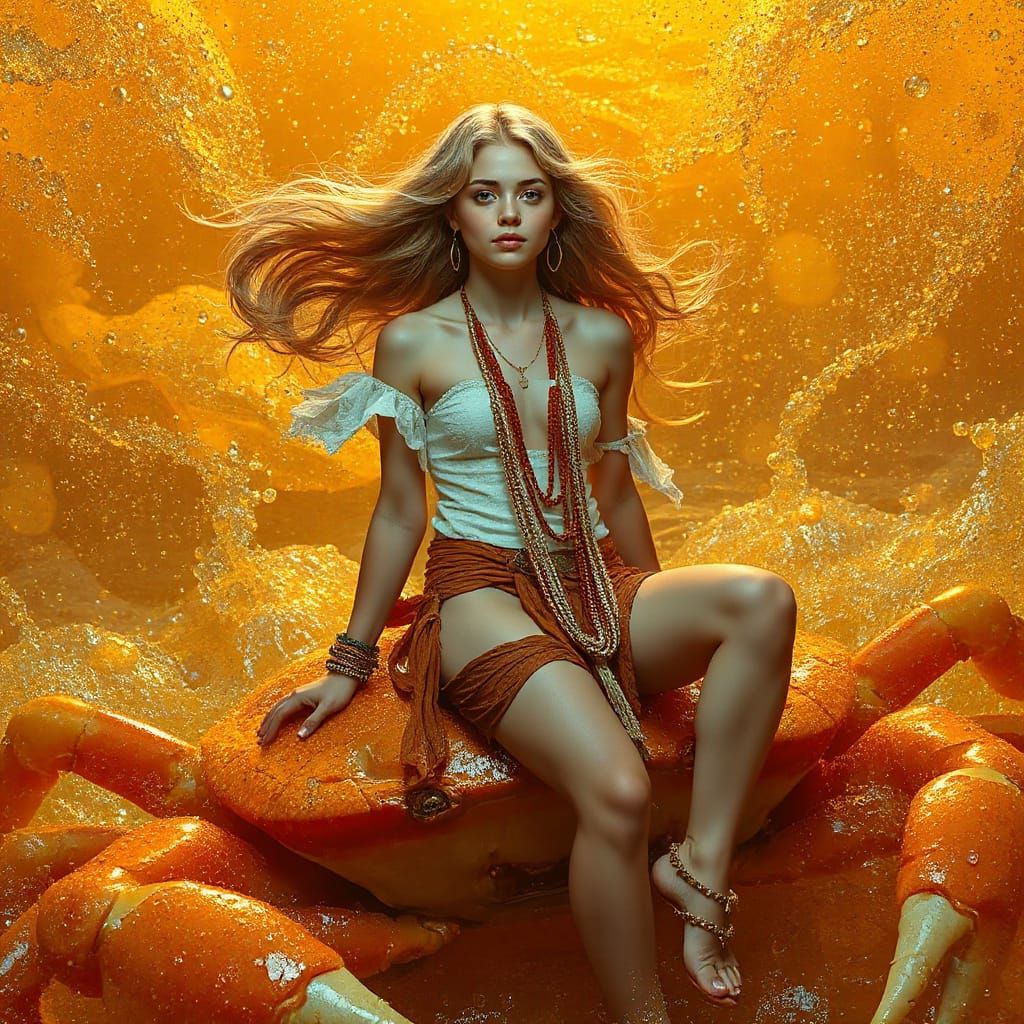 Woman on Gummy Crab in Soda Sea