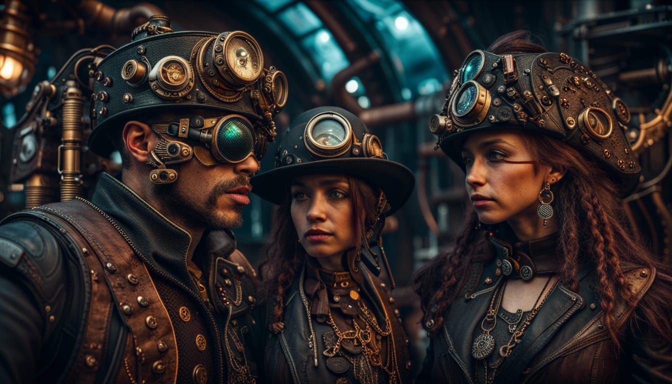 Steampunk Cyberpunk Intergalactic Buccaneers in 8K