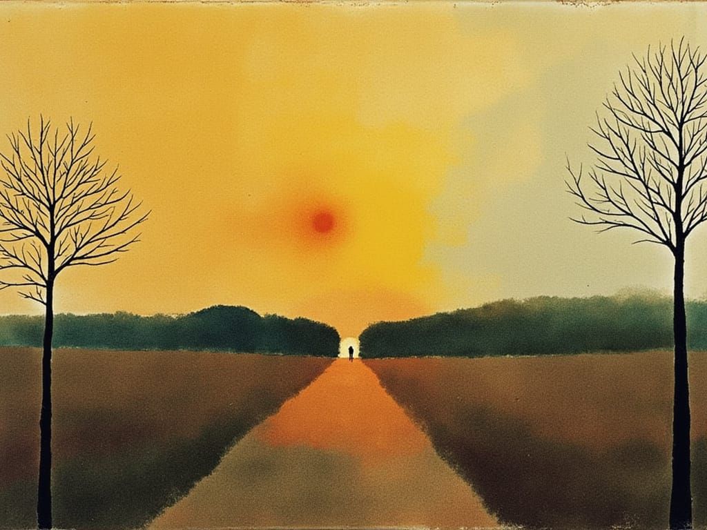 Autumn Landscape Radiates Warmth in Golden Evening Light