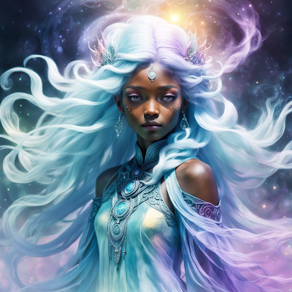 Ethereal Goddess in Iridescent Light