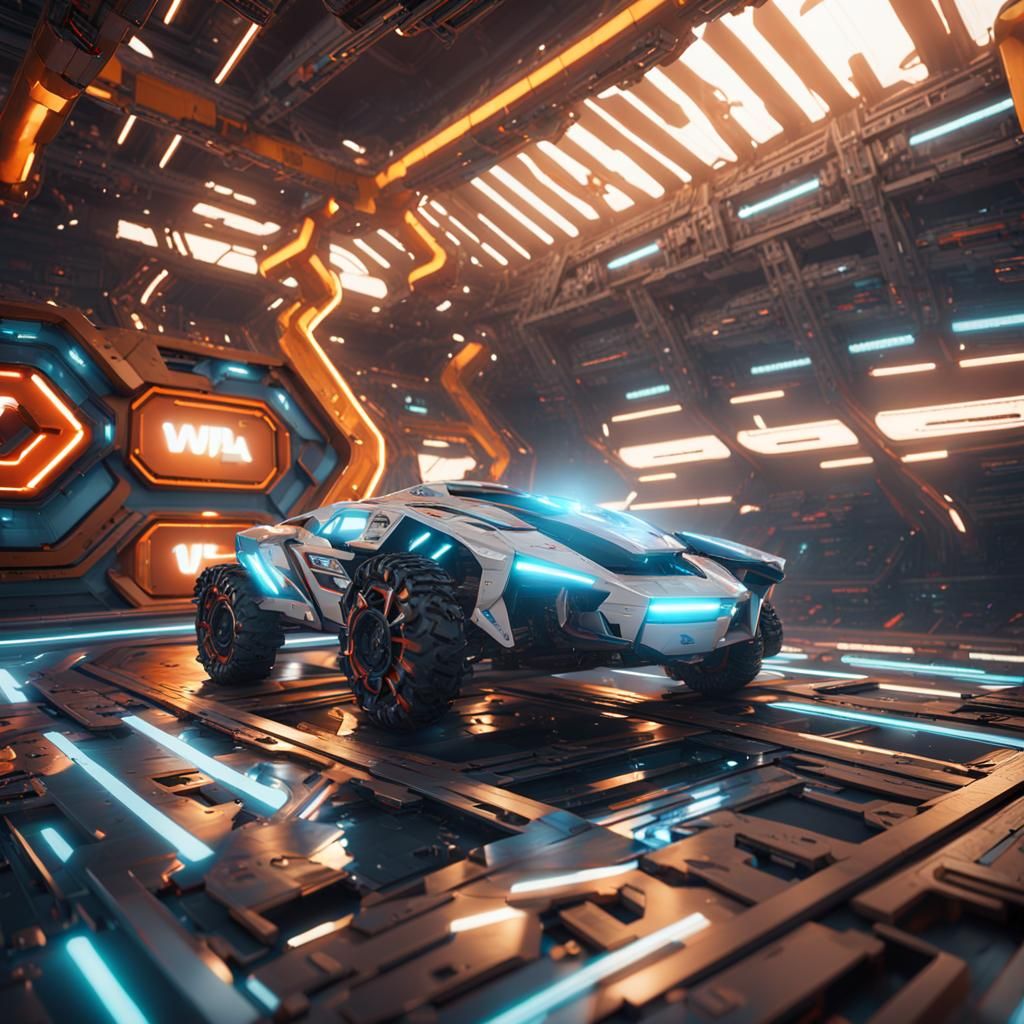 Futuristic Sci-Fi Logo with Intricate Mech Details