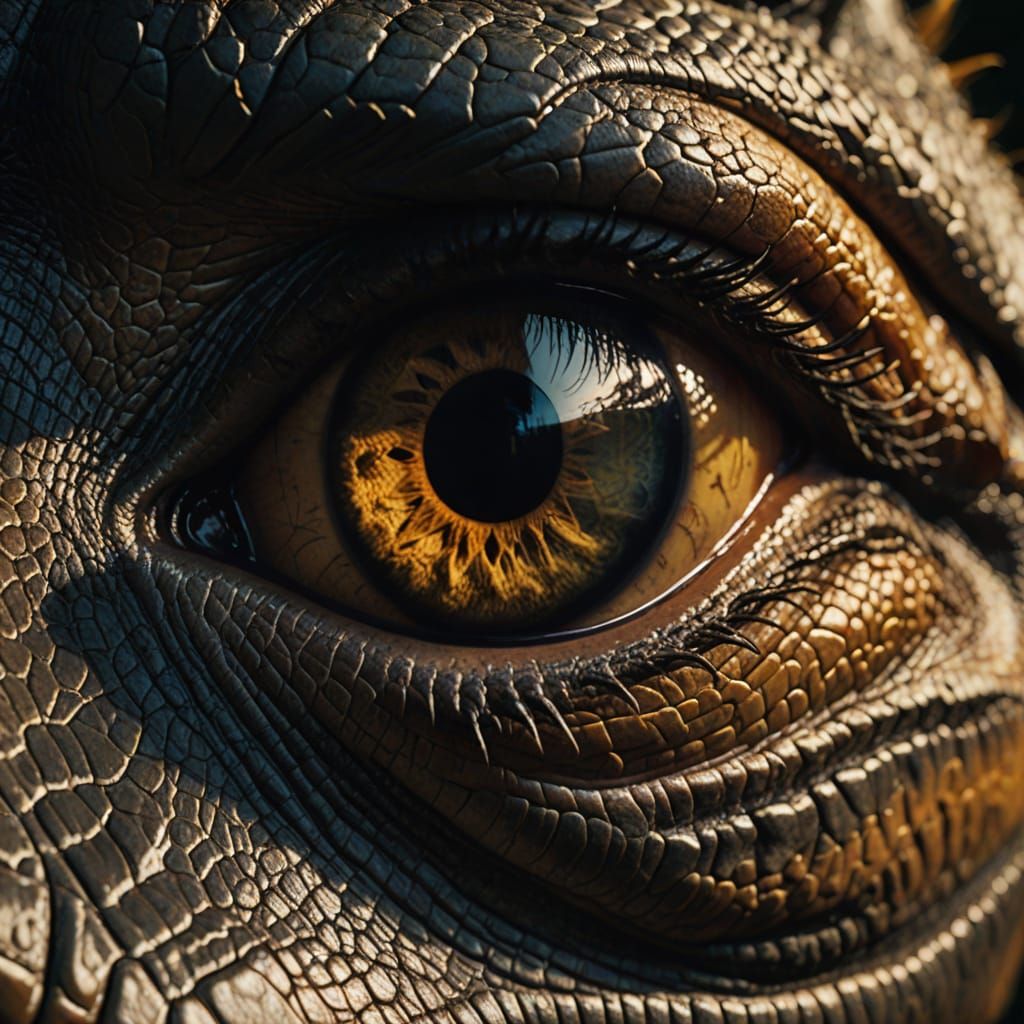 Dramatic Close-Up of a T-Rex Eye