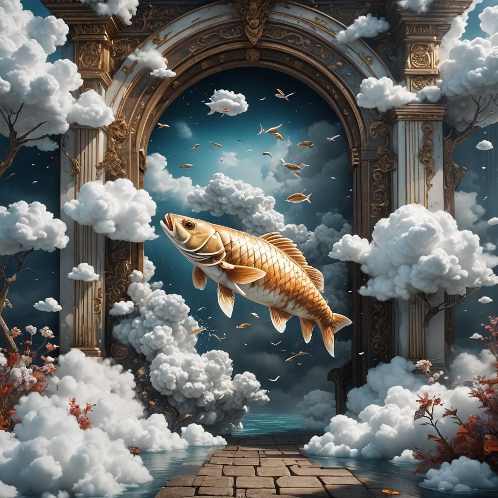 Ethereal Cloud Carp with Fantastical Door