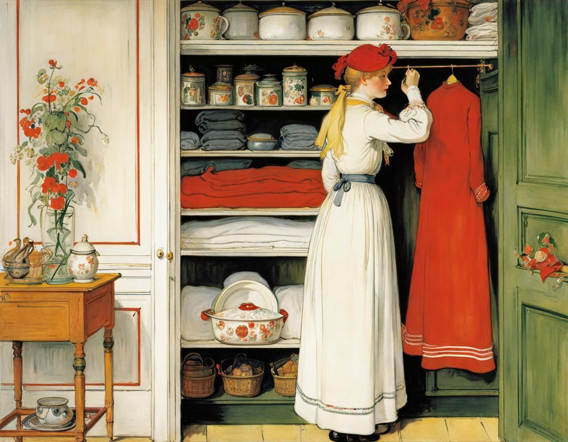 Karin by the Linen Cupboard: A Carl Larsson Scene