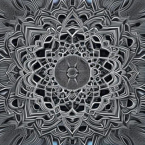 Detailed Black and White Mandala Art