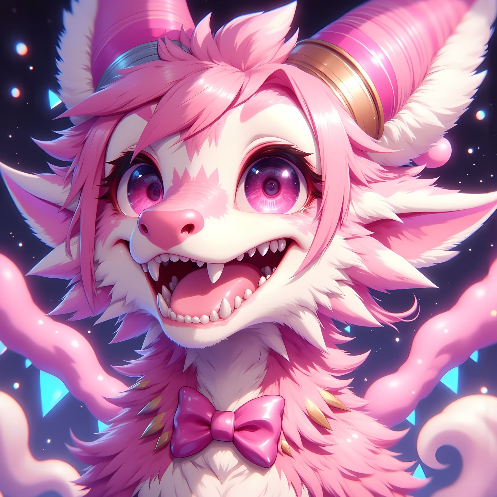 Pink Dragon Portrait in Psychedelic Surrealism Style