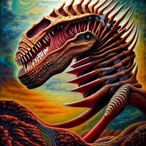 Celestial Tyrannosaurus Rex in Hyperrealism Style