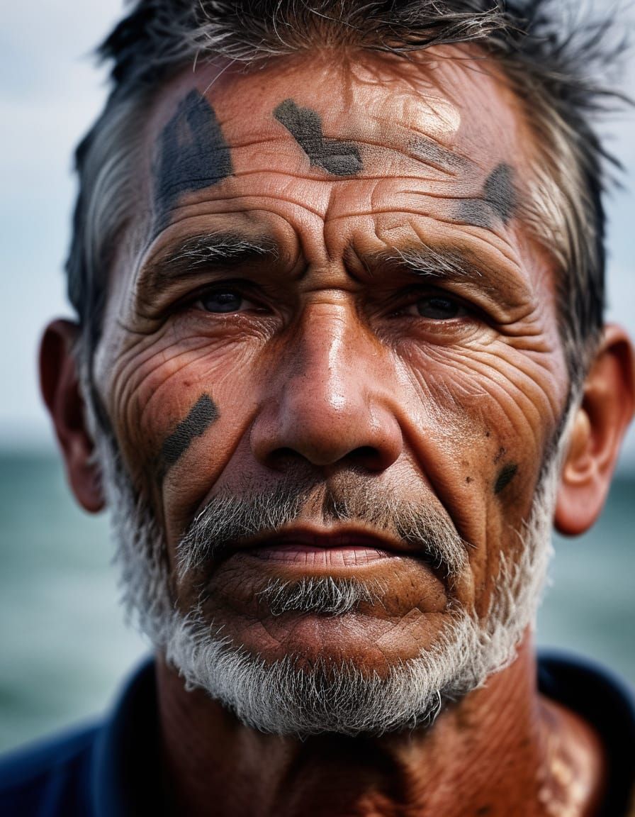 Weathered Fisherman's Portrait in Photorealistic Detail