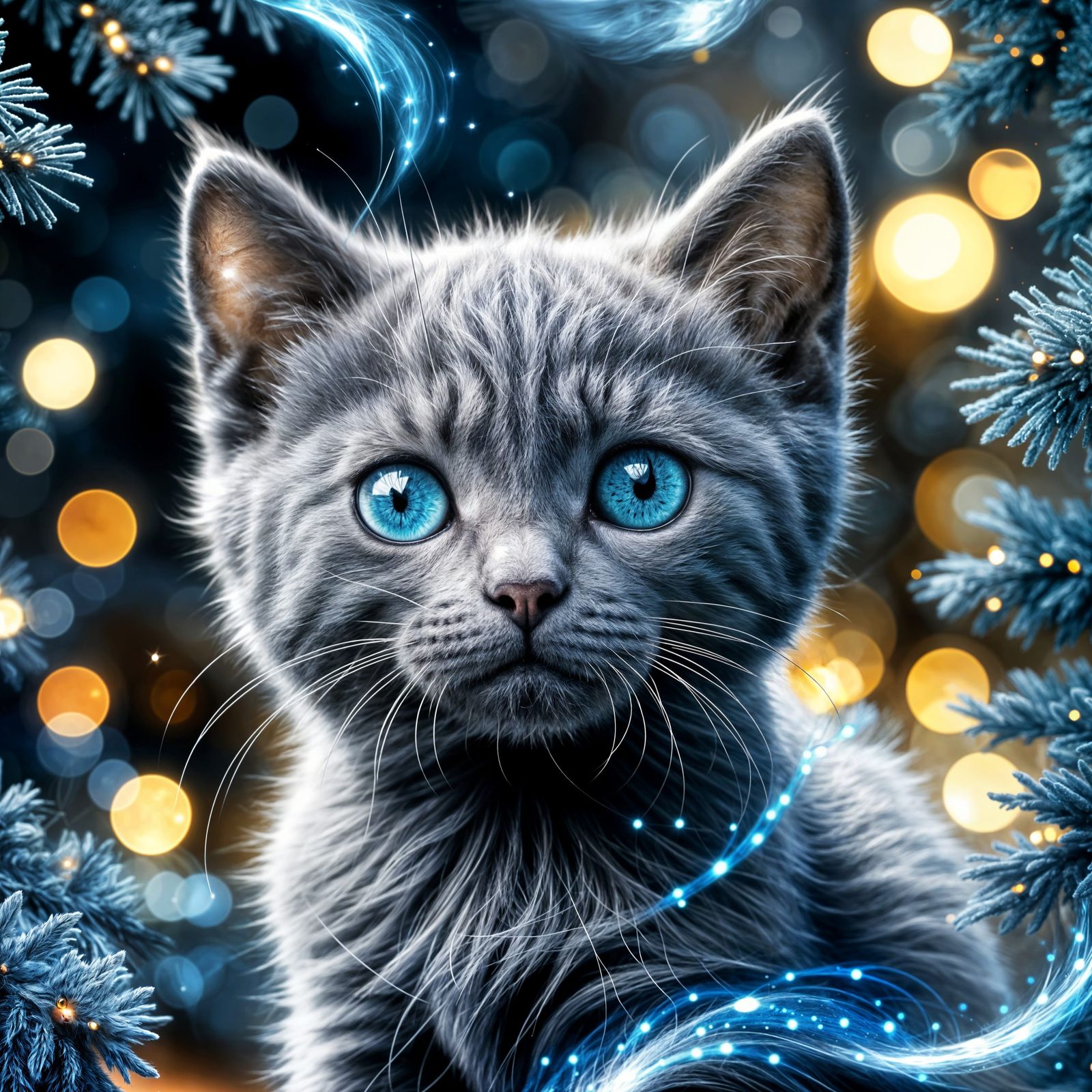 Adorable Grey Kitten with Sparkling Halo